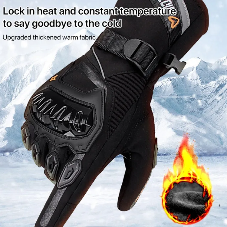 1-Pair MOTOLSG Motorcycle Riding Waterproof Winter Warm Gloves, Size:L(Black Blue)