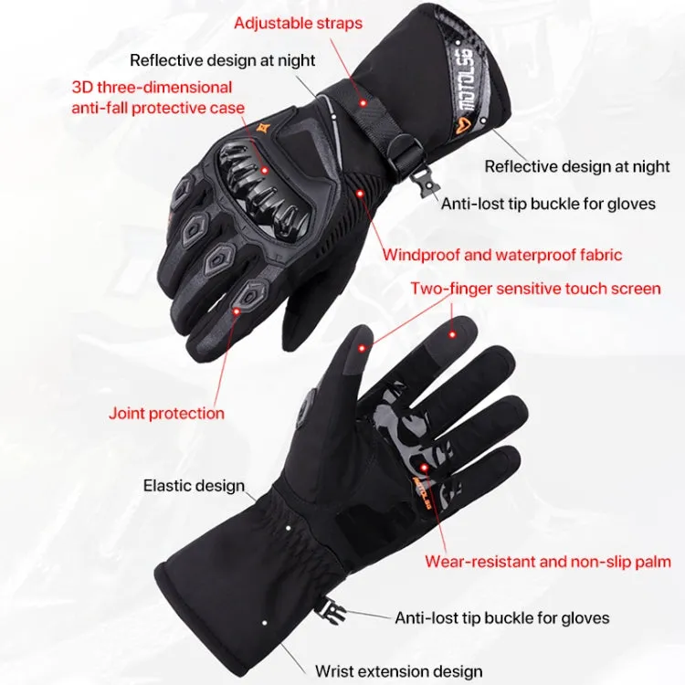 1-Pair MOTOLSG Motorcycle Riding Waterproof Winter Warm Gloves, Size:L(Black Blue)