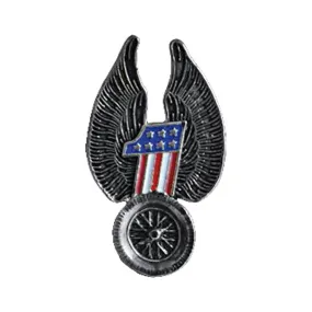 #1 WINGS WHEEL PIN - Fits to your jacket, vest, backpack or anywhere else you want; 2x1-1/9 inch