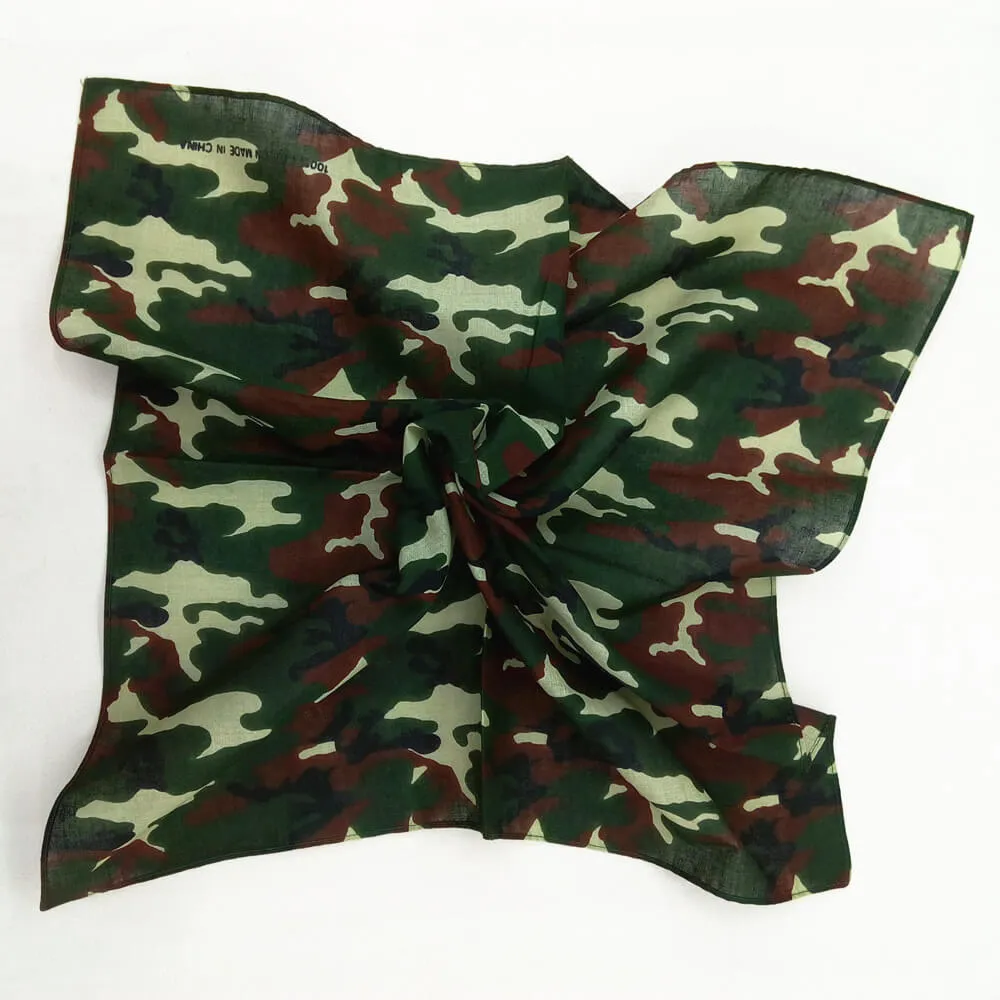 12 Pieces Camo Printed Bandana Camouflage Bandana Unisex Cotton