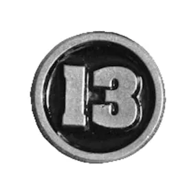 #13 BIKER PIN - Fits to your jacket, vest, backpack or anywhere else you want; 3/4 inch diameter