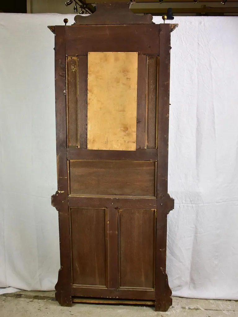 19th century French oak coat rack with mirror 82"