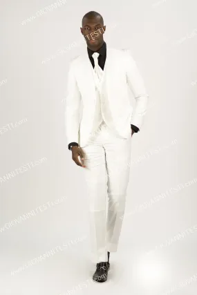 2 Button Shawl Lapel Slim Fit Suit FF2SSX V-4030 WHITE