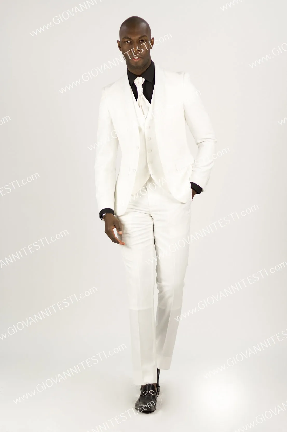 2 Button Shawl Lapel Slim Fit Suit FF2SSX V-4030 WHITE