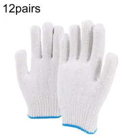 600G 12pairs Labor Protection Wear-Resistant Cotton Gloves Thickened Construction Site Work Gloves