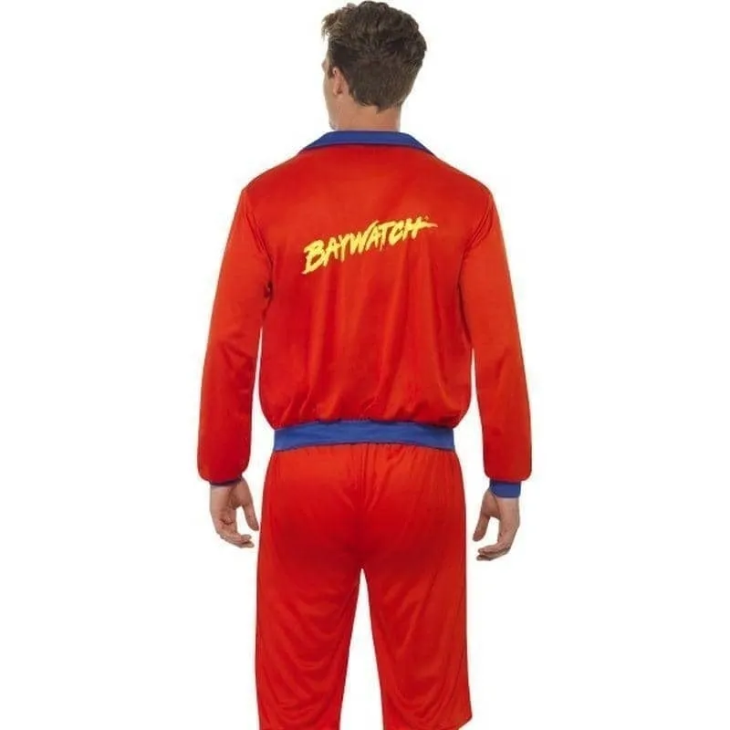 80s Baywatch Beach Mens Lifeguard Costume Adult Red Blue