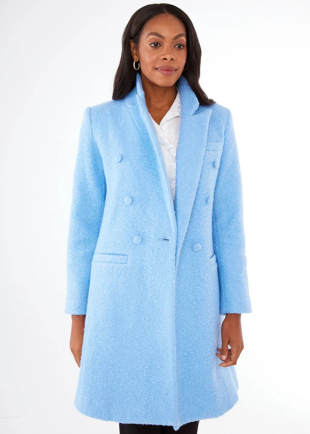 Abigail Coat Light Blue Shearling Boucle