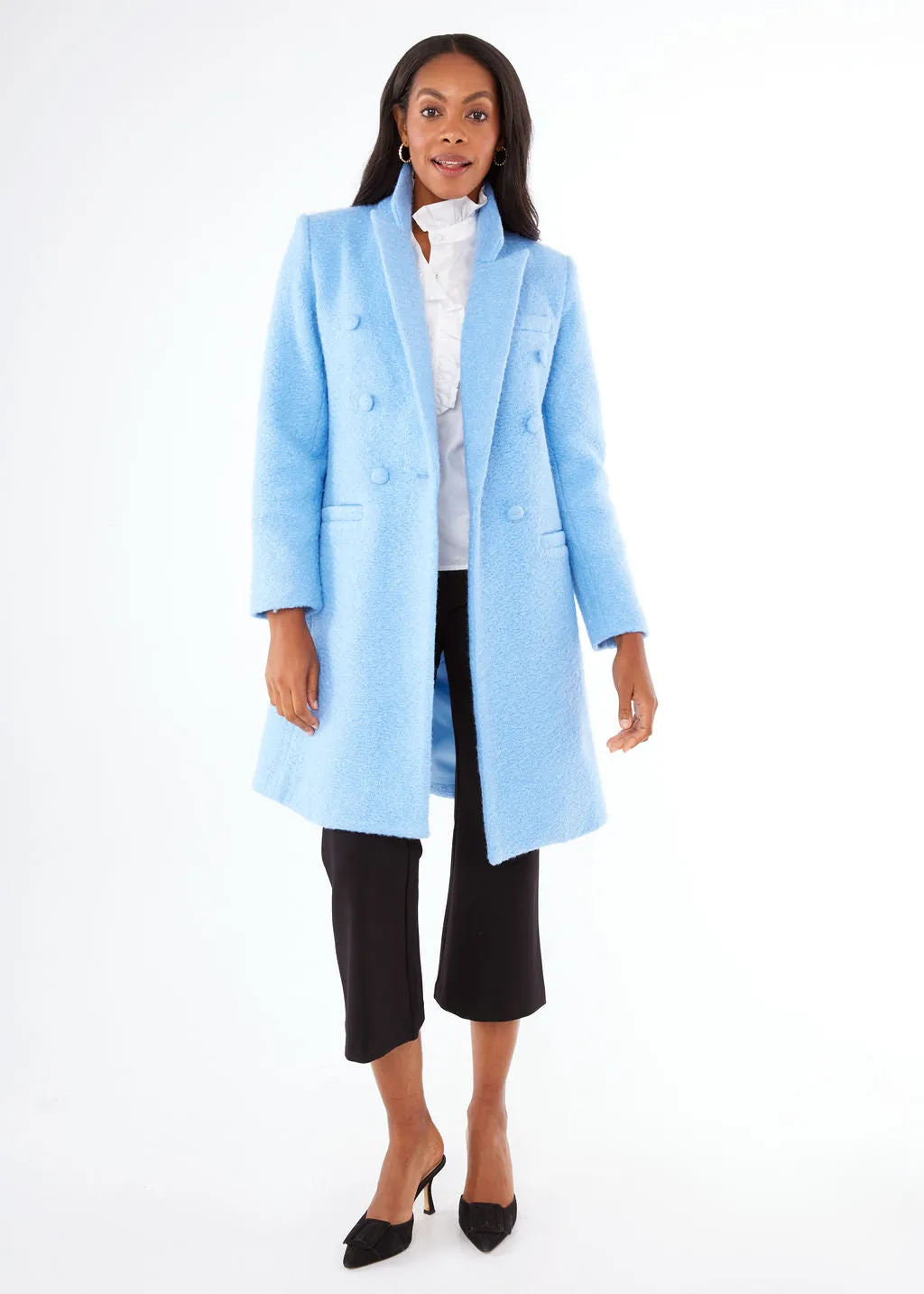 Abigail Coat Light Blue Shearling Boucle