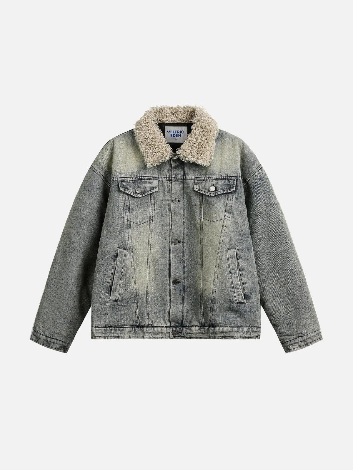 Aelfric Eden Sherpa Collar Washed Denim Coat