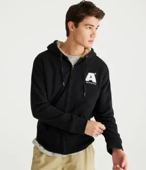 Aeropostale Mens' Aeropostale Logo Sherpa-Lined Full-Zip Hoodie -  - Size M - Cotton - Teen Fashion & Clothing Black