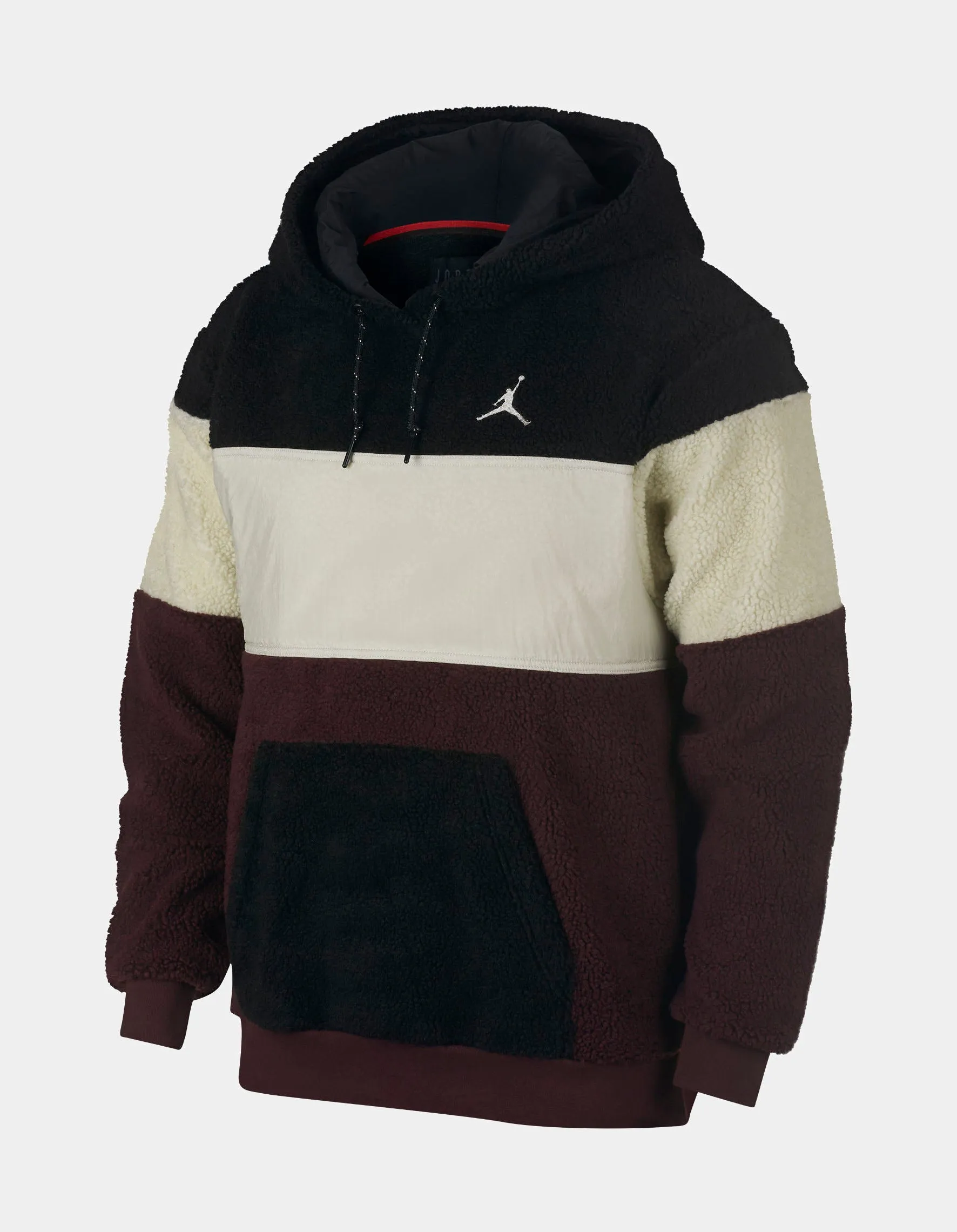 Air Jordan Sherpa Mens Pullover Hoodie (Black/Beige/Brown)