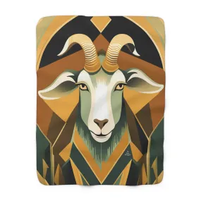 Art Deco Goat, Sherpa Fleece Blanket for Cozy Warmth, 50"x60"