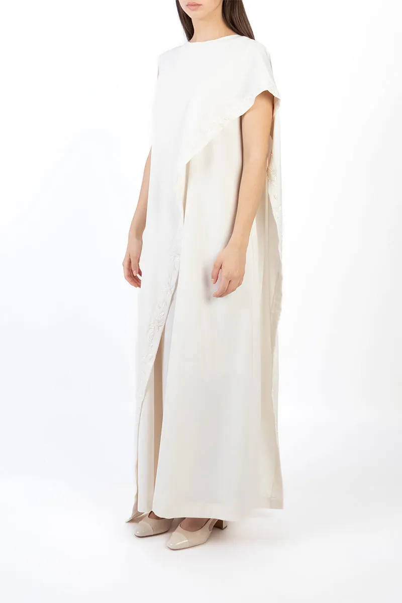 ASYMMETRIC DRESS IN LIGHT BEIGE