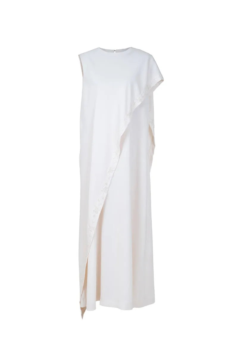 ASYMMETRIC DRESS IN LIGHT BEIGE