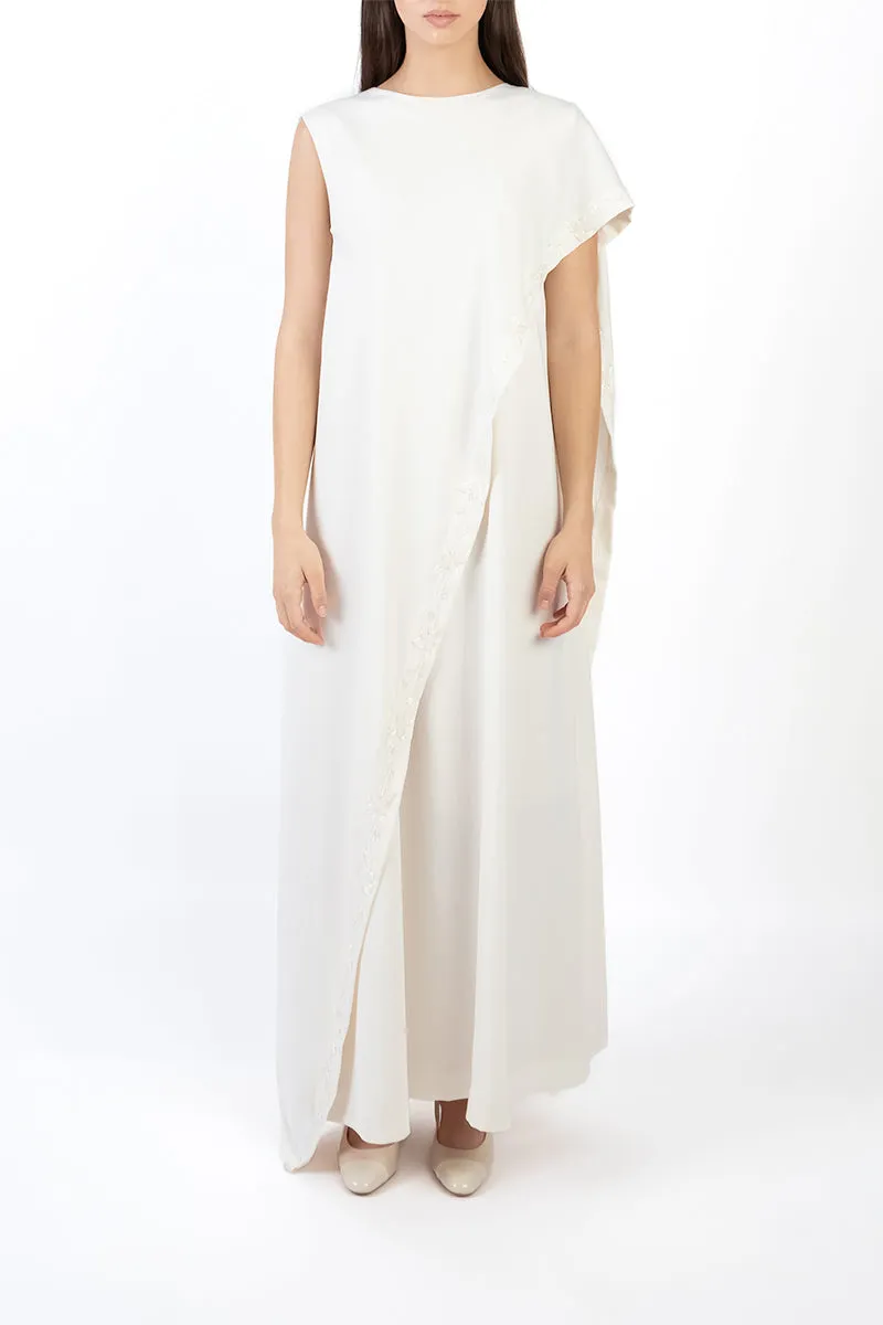 ASYMMETRIC DRESS IN LIGHT BEIGE