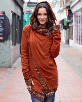 Aztec Hooded Cardigan Jacket Sienna