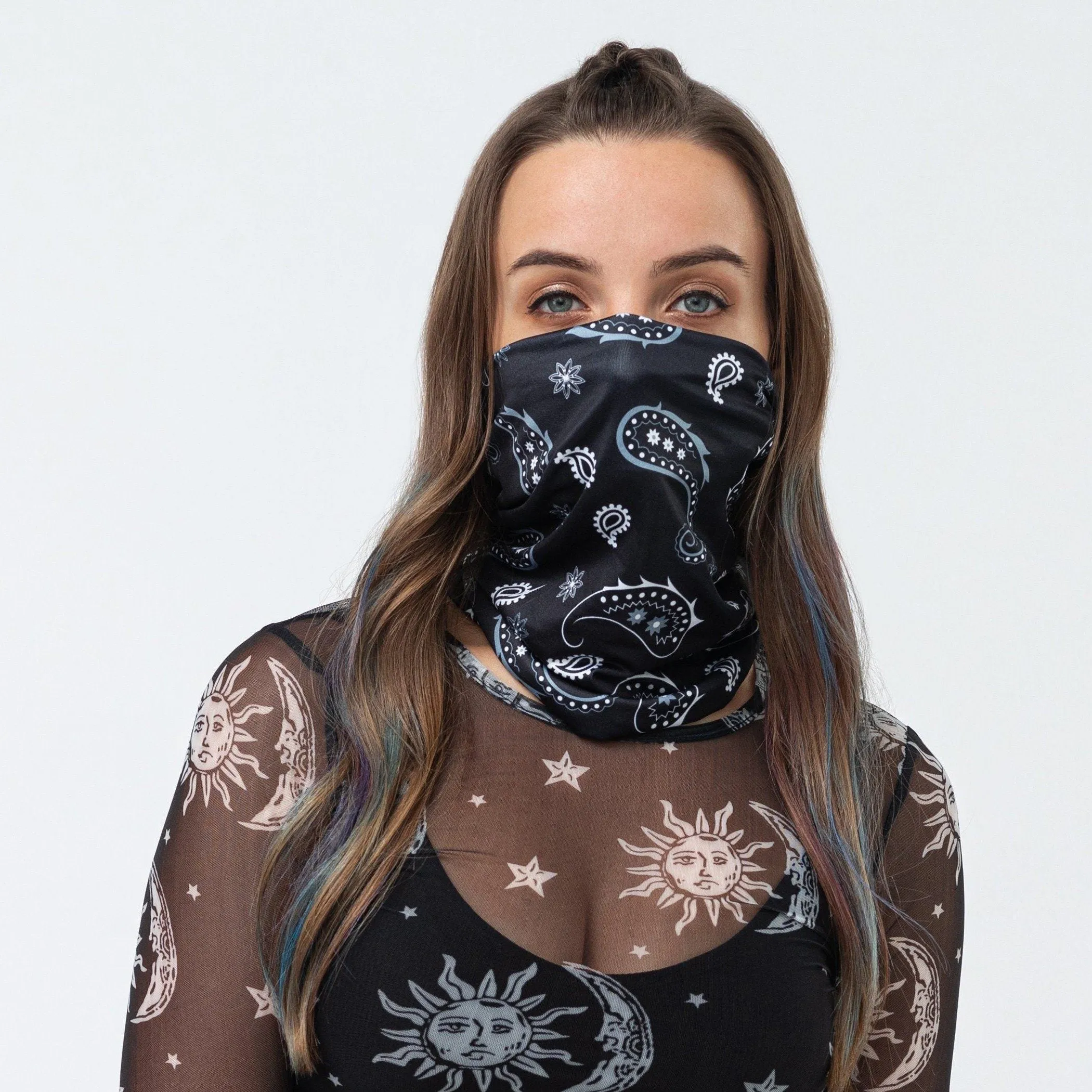 Bandana Face Mask - Black Paisley Floral (Available online only)