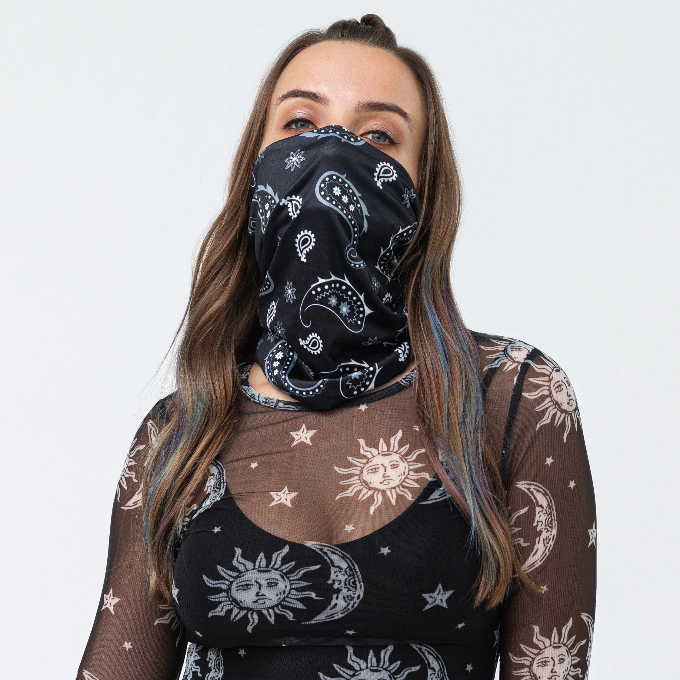 Bandana Face Mask - Black Paisley Floral (Available online only)