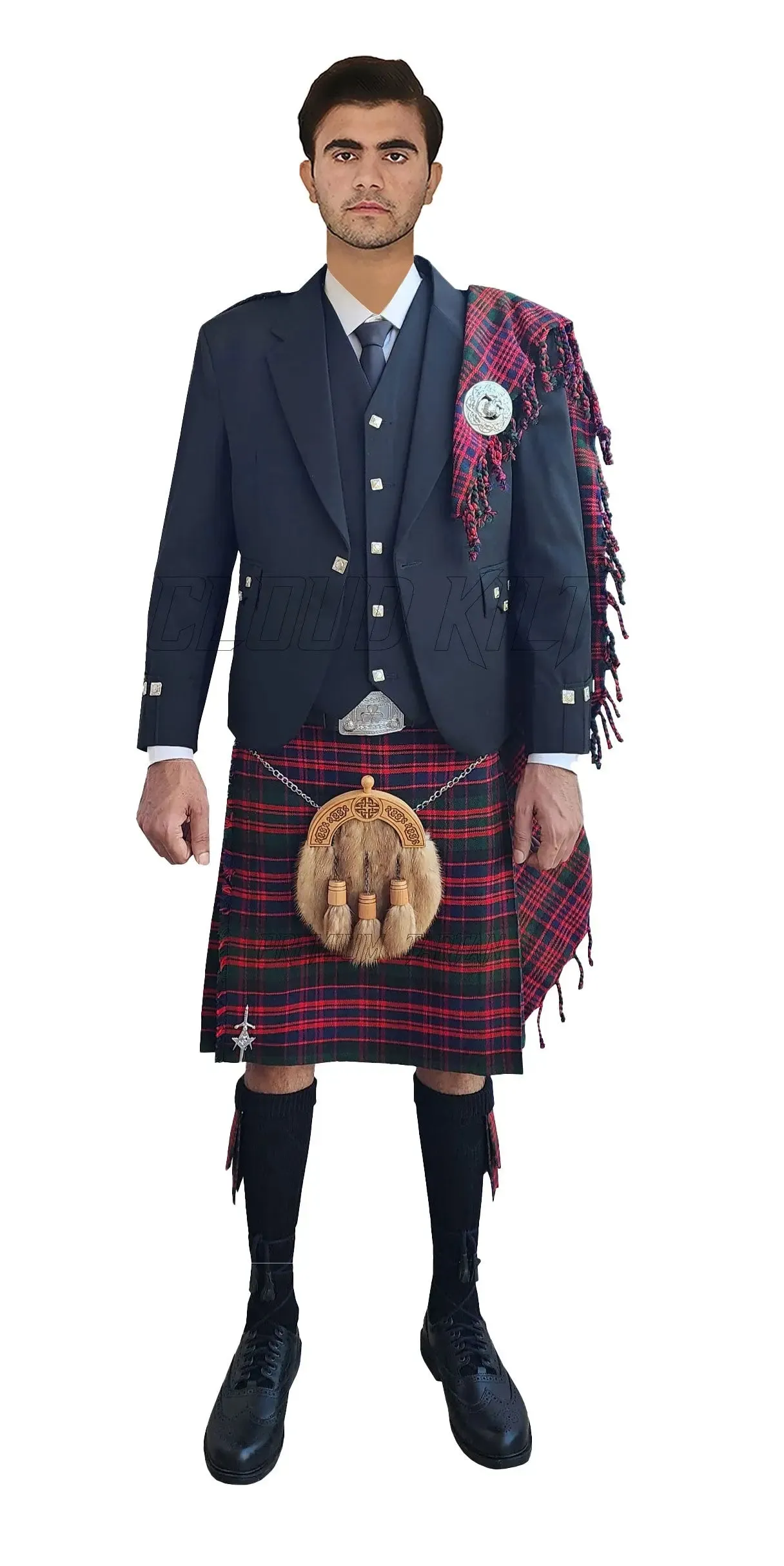 Black Argyll Kilt Outfit With MacDonald Tartan Kilt