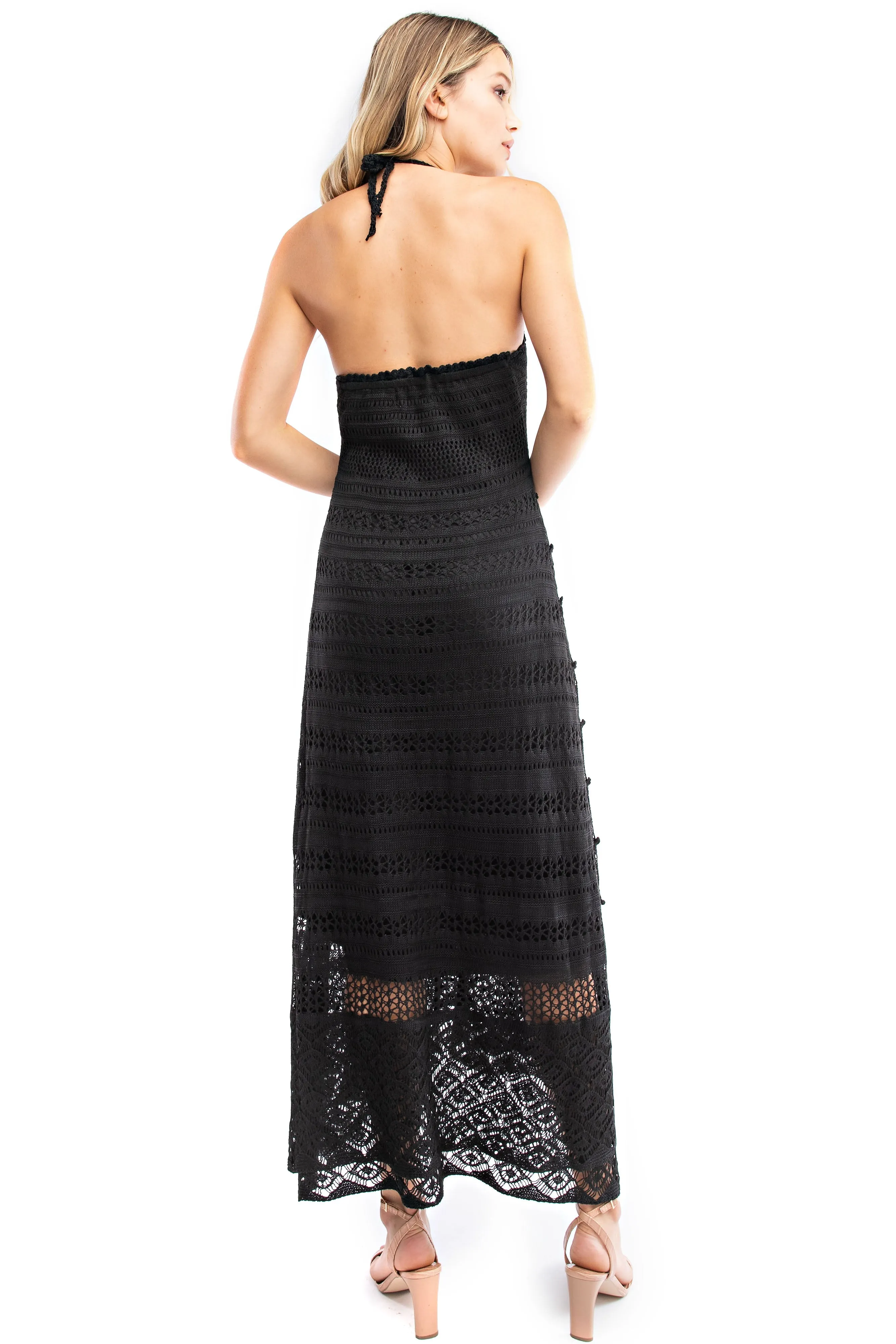 Black Crochet Knit Dress