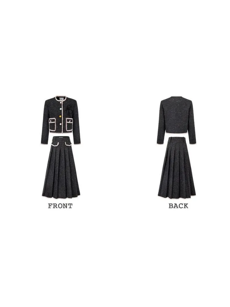 Black jacket pleated skirt【s0000004541】