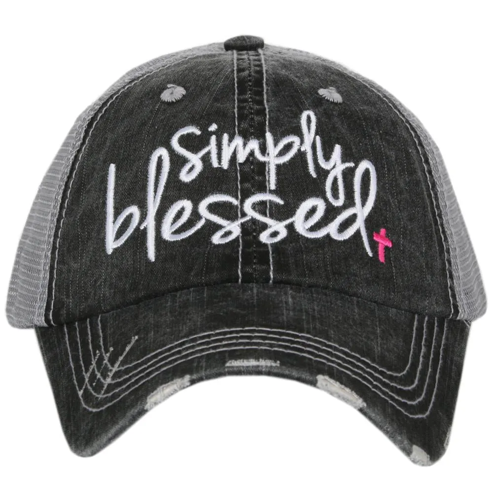 Blessed hats Blessed hot mess Simply blessed Crosses Embroidered distressed adjustable trucker caps