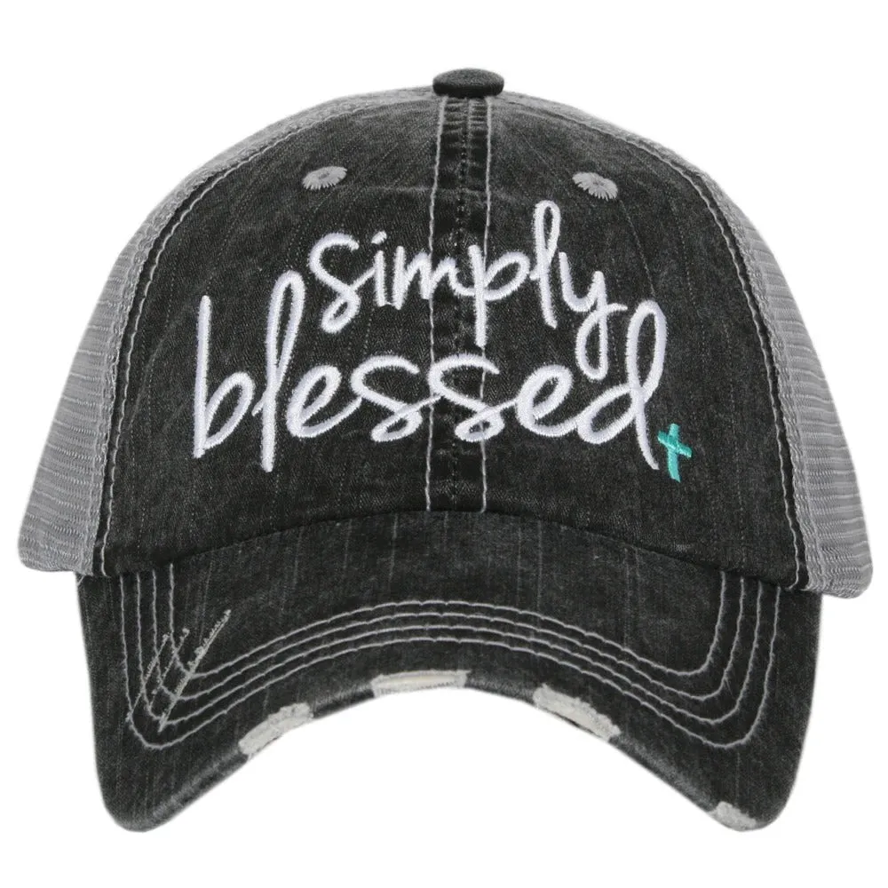 Blessed hats Blessed hot mess Simply blessed Crosses Embroidered distressed adjustable trucker caps