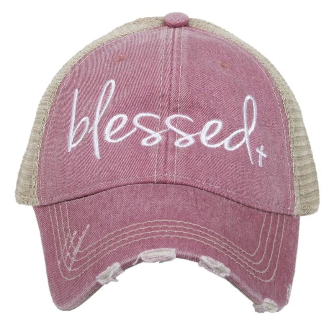 Blessed hats Blessed hot mess Simply blessed Crosses Embroidered distressed adjustable trucker caps