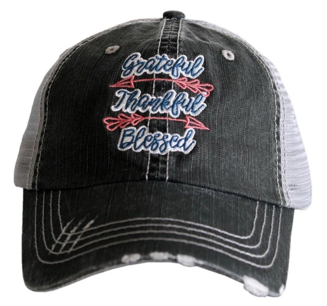 Blessed hats Blessed hot mess Simply blessed Crosses Embroidered distressed adjustable trucker caps