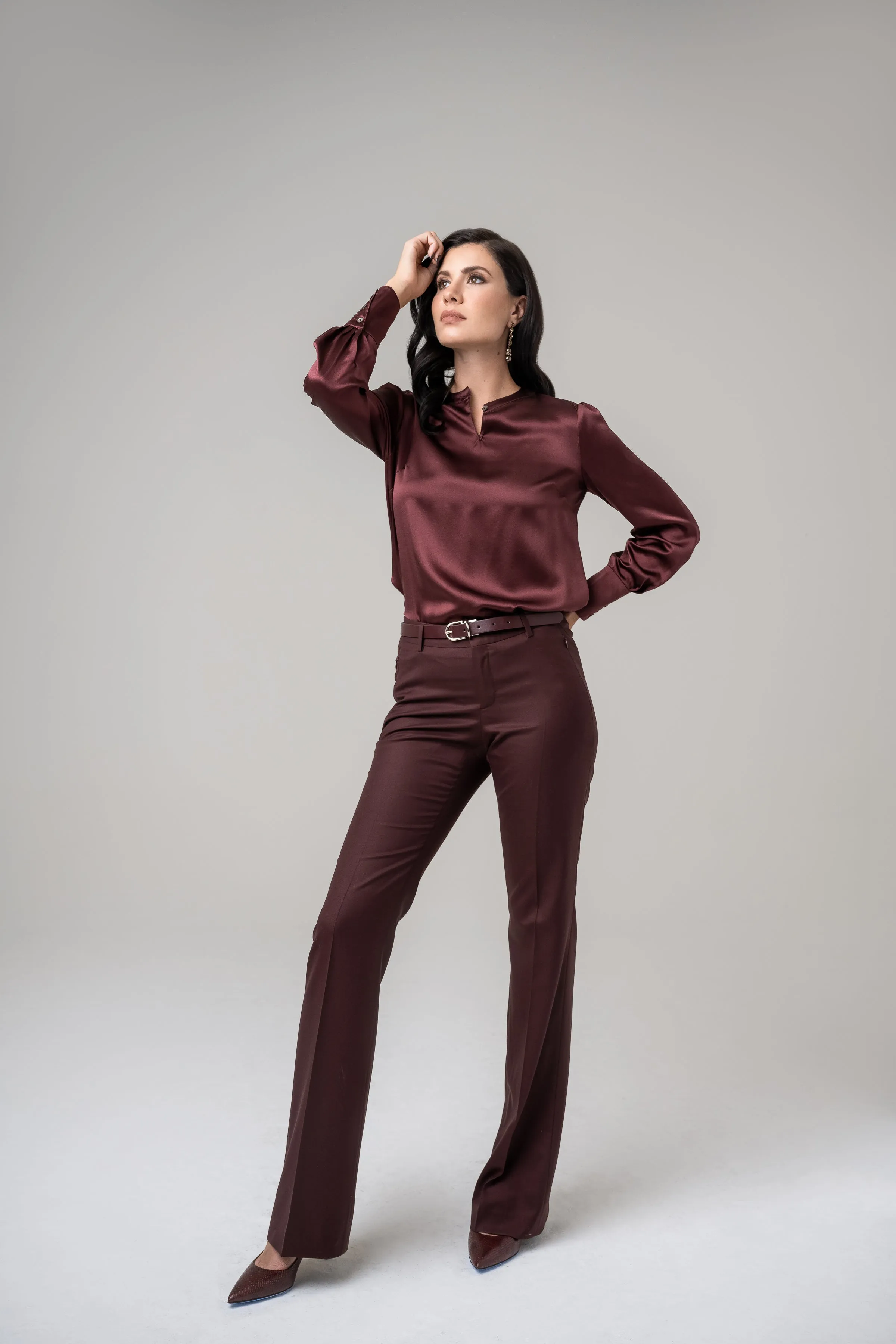 Blouse - Long Sleeve - Burgundy