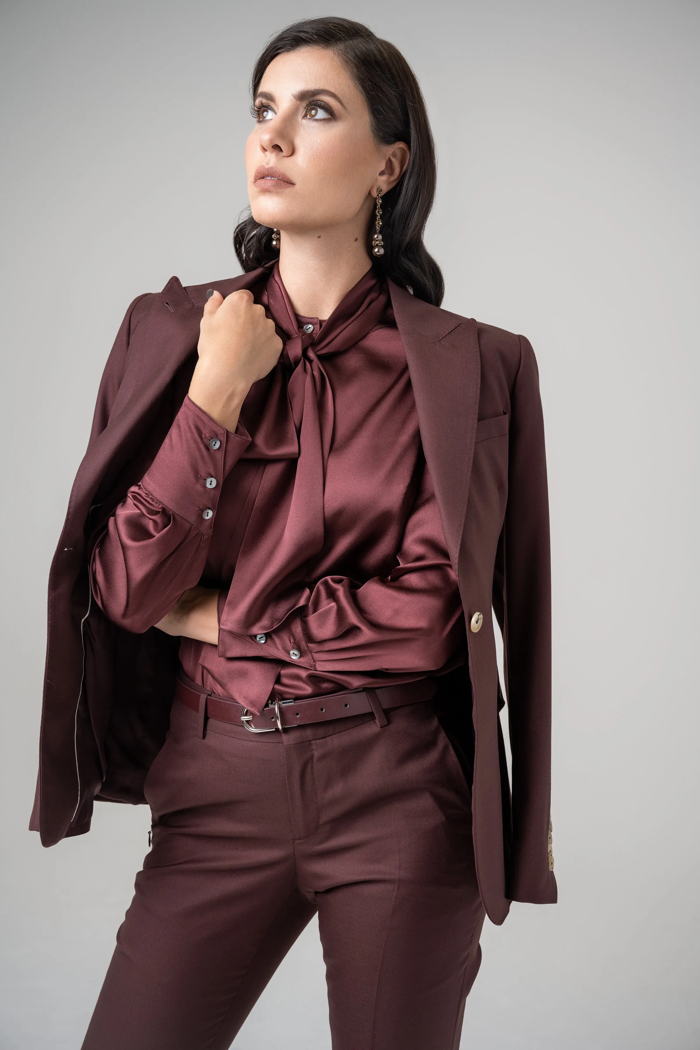 Blouse - Long Sleeve - Burgundy