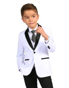 Boys Vested Shawl Collar Wedding Tuxedo in White