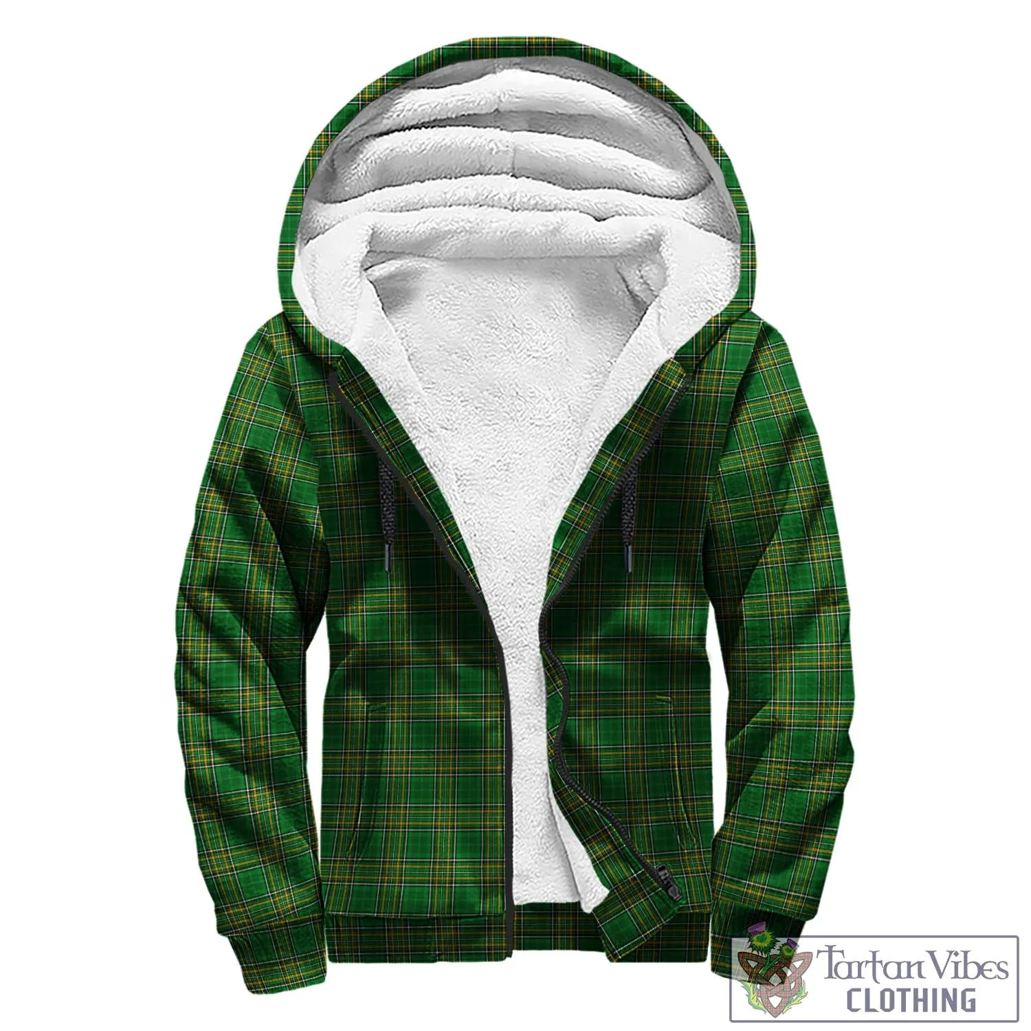 Bramhall Irish Clan Tartan Sherpa Hoodie with Coat of Arms