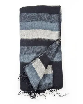 Brushed Woven Striped Blanket in Black