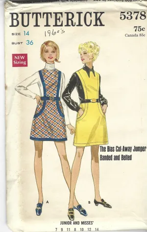 Butterick 5378 Ladies One Piece Jumper Dress Vintage Sewing Pattern 1960s