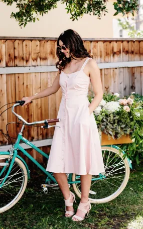 button-down midi dress in blush