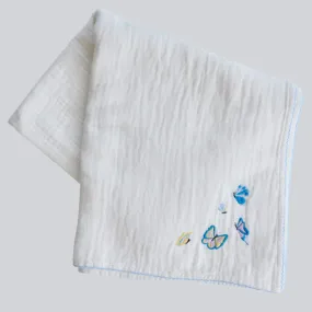 BUTTTERFLY EMBROIDERED GAUZE BLANKET SHAWL