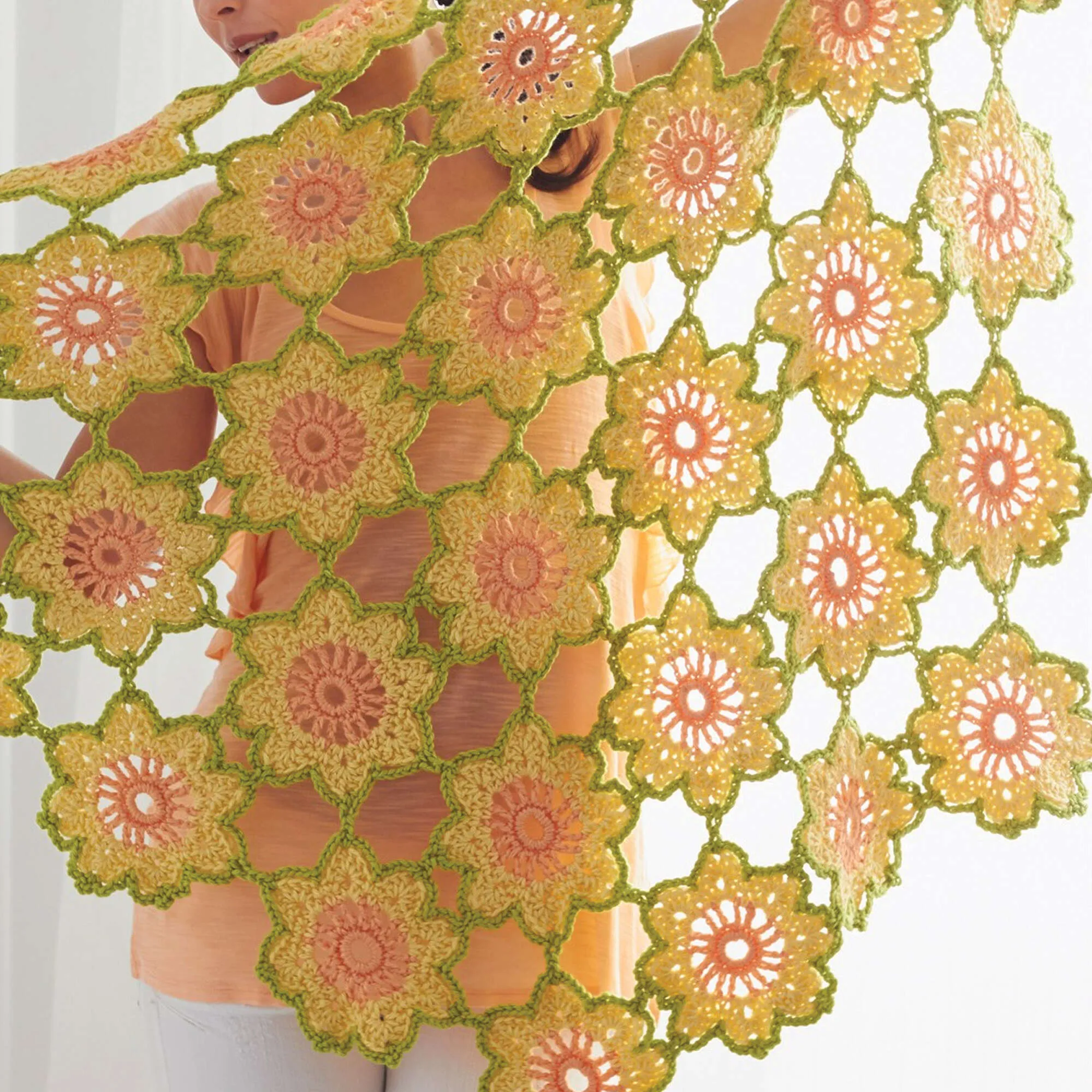 Caron Crochet Garden Flowers Shawl