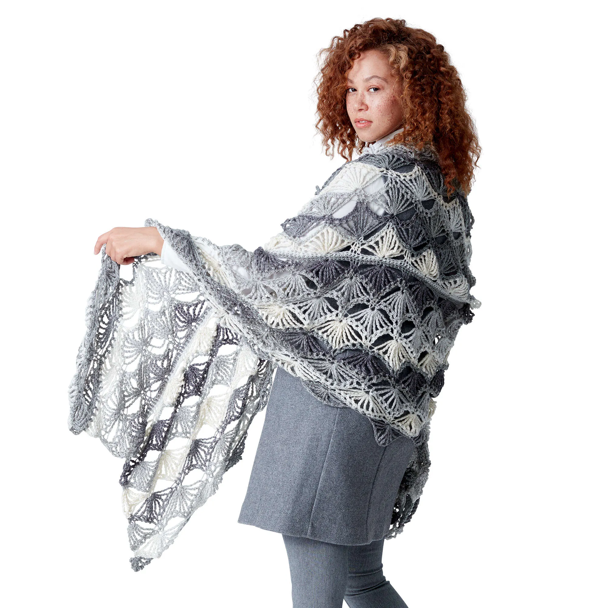 Caron Fan Shells Crochet Shawl