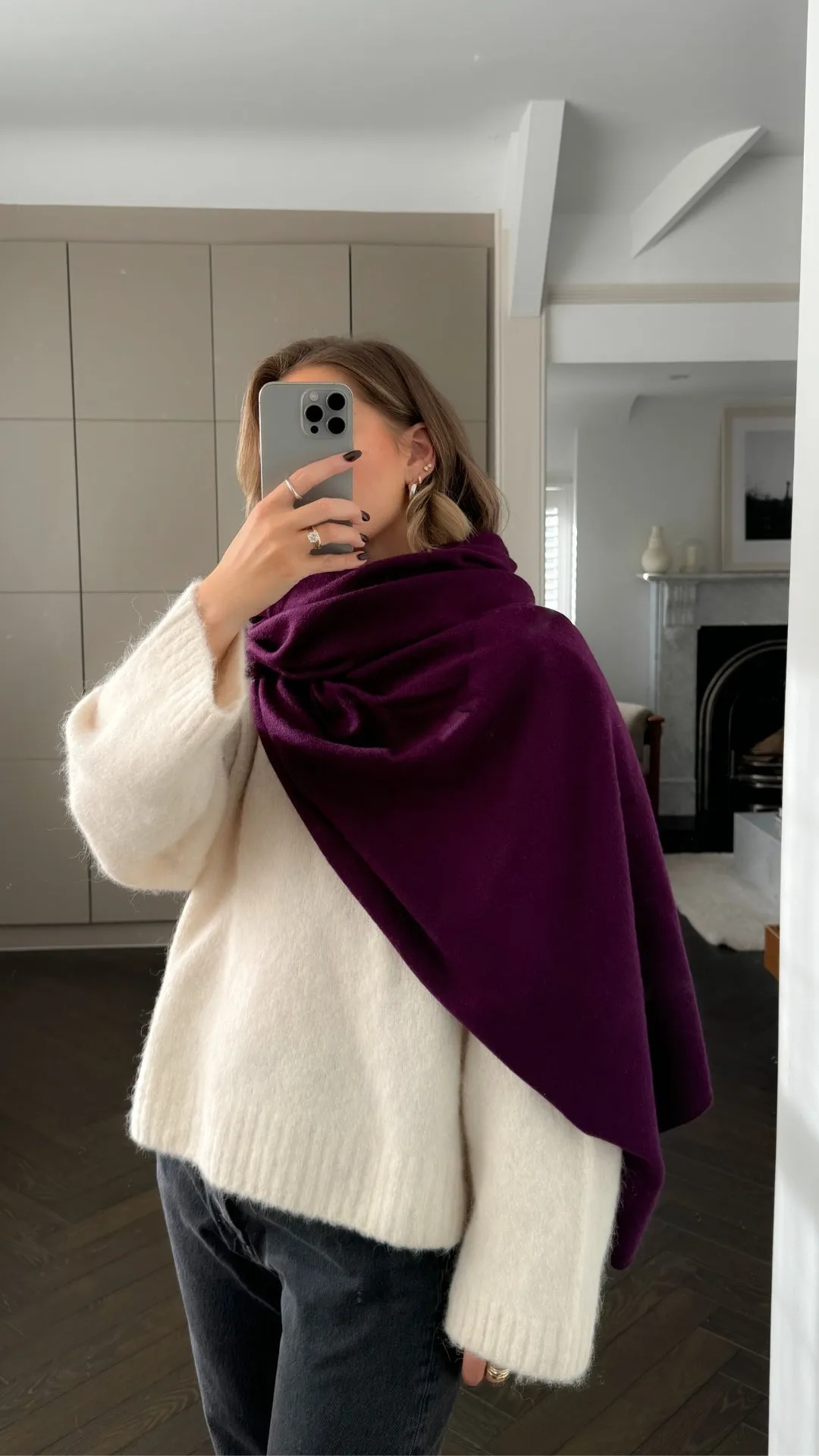 CASHMERE TRAVEL WRAP - DARK CHERRY