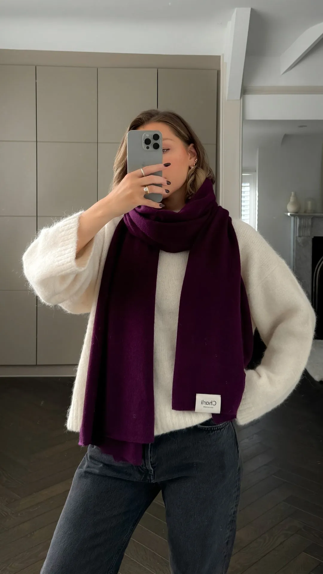 CASHMERE TRAVEL WRAP - DARK CHERRY