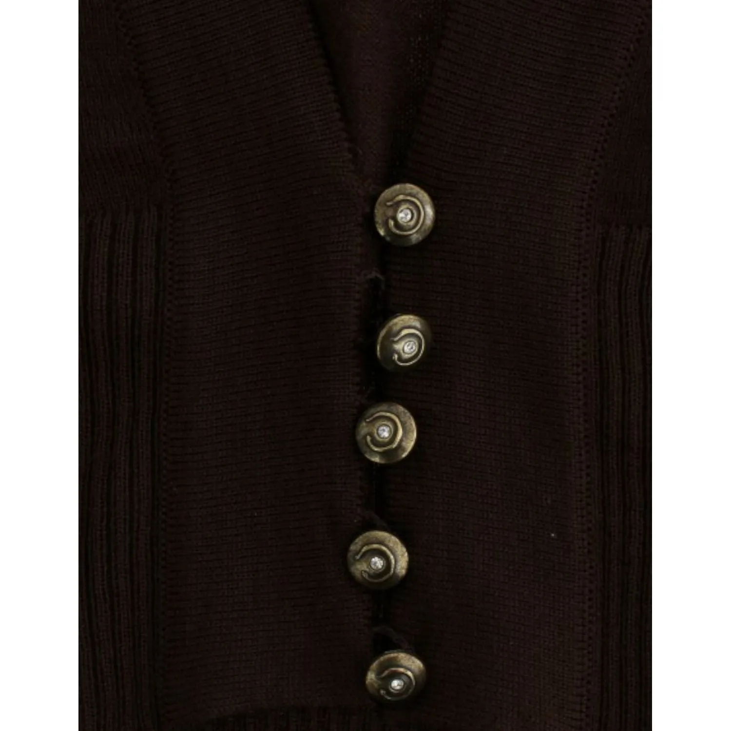 Cavalli Elegant Brown Virgin Wool Cropped Cardigan