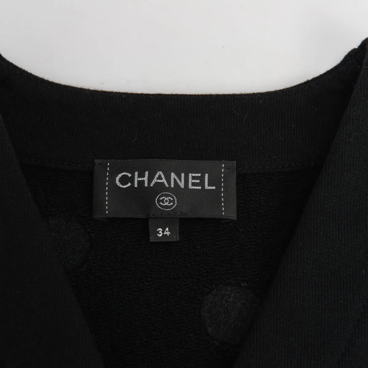 Chanel Black Jersey Bijoux CC Cardigan FR 34