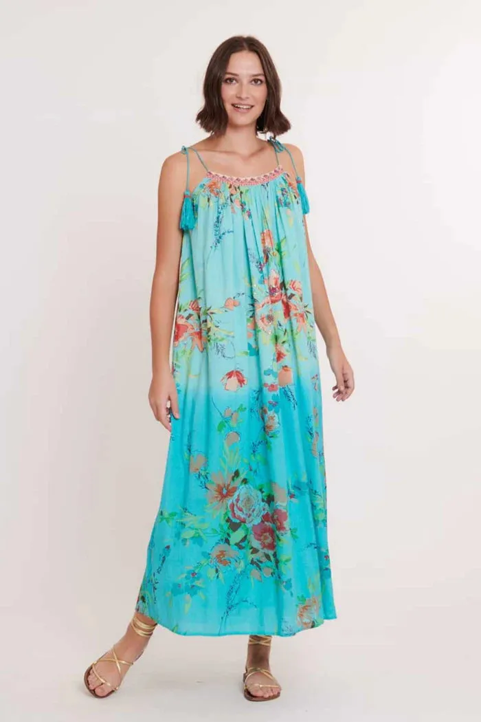 Chatelaine Cotton Maxi  - Aqua