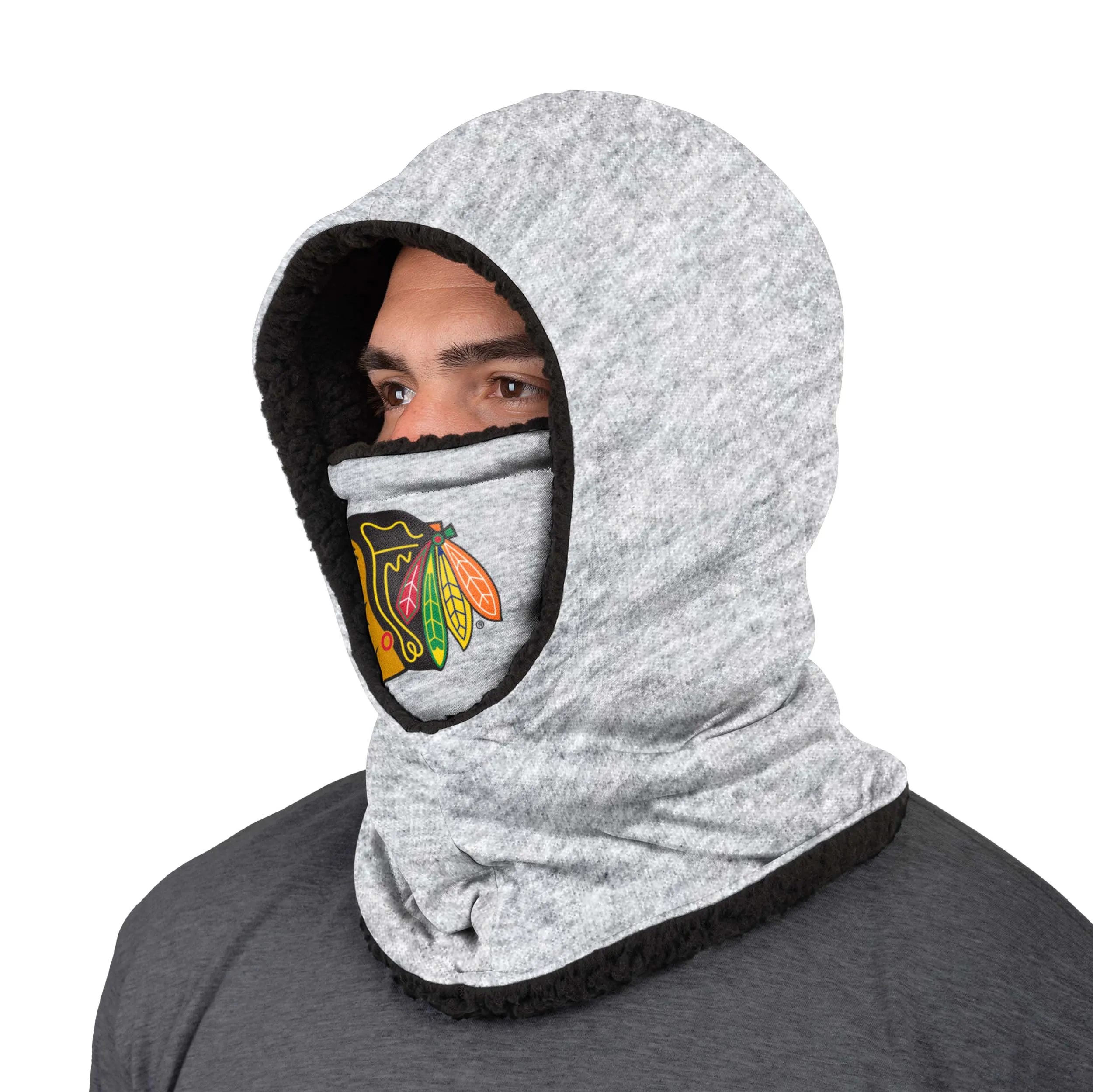 Chicago Blackhawks NHL Heather Grey Big Logo Hooded Gaiter