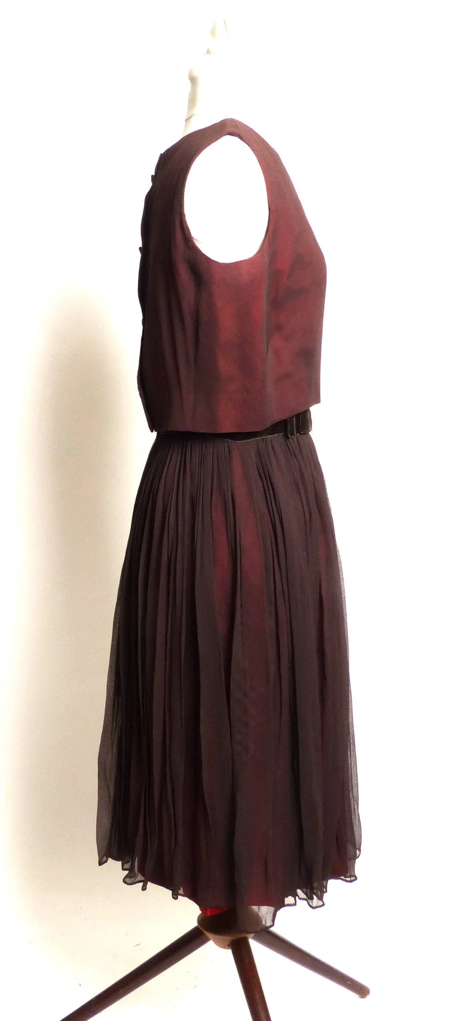 Circa 1950s L'Aiglon Chocolate Brown Party Dress