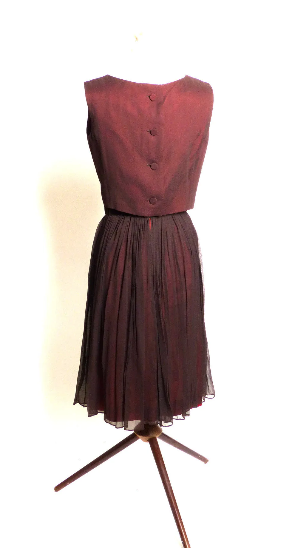 Circa 1950s L'Aiglon Chocolate Brown Party Dress