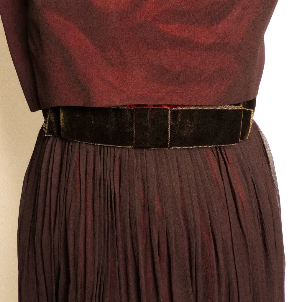 Circa 1950s L'Aiglon Chocolate Brown Party Dress