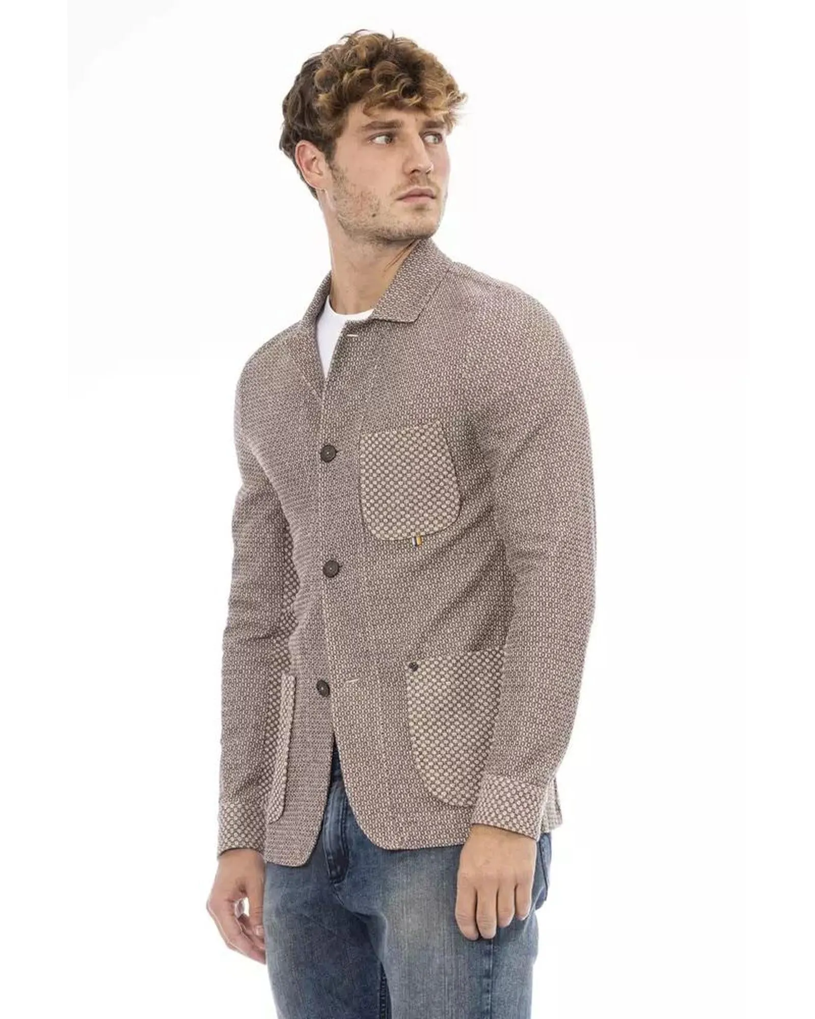 Classic Cotton Blazer with Front Pockets and Button Closure