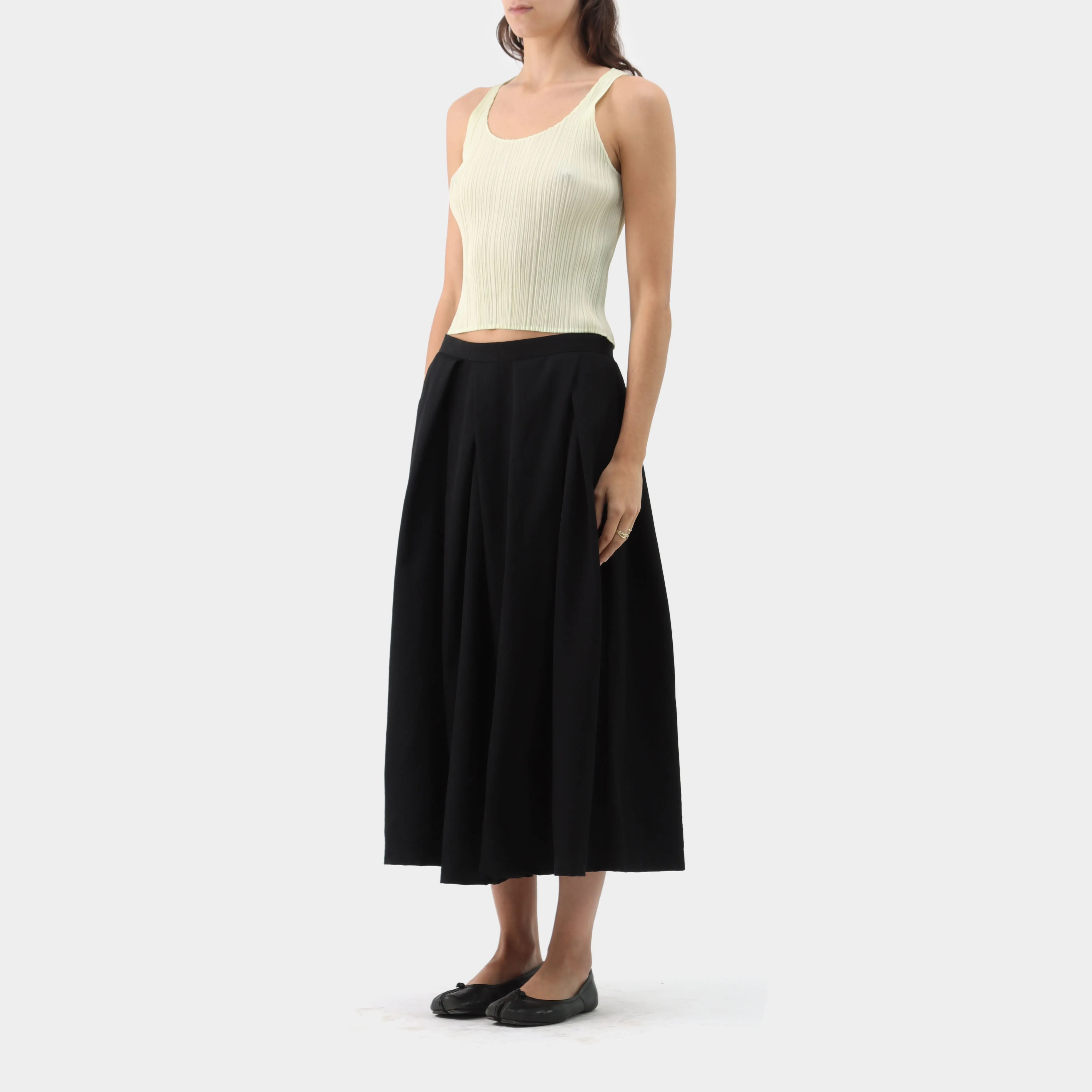 Comme des Garçons Pleated Wool Midi Skirt